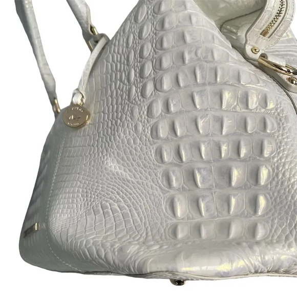 Brahmin Duxbury Weekender Duffel Bag Shell White Melbourne Travel Tote - Picture 7 of 15